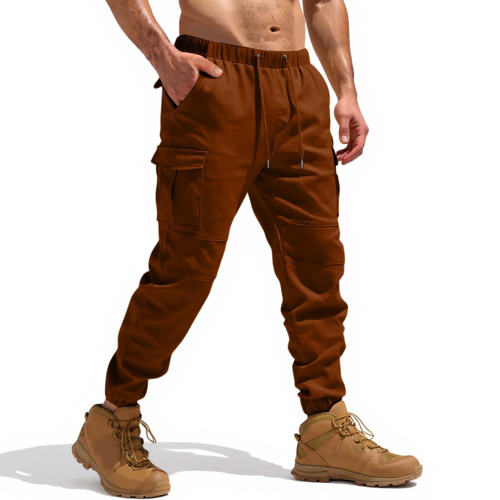 

Мужские рабочие брюки с множеством карманов, водонепроницаемые и устойчивые к разрывам XL кофейный