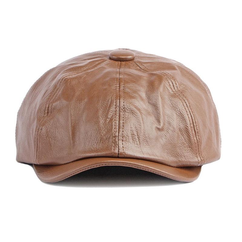 Menns Peaky Blinders Hat Dame Retro PU Leather Flat Cap Beret Newsboy Cap