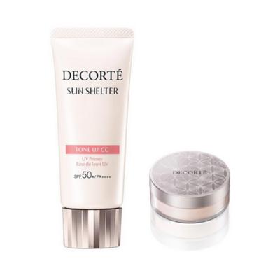 DECORTÉ Sun Shelter Multi Protection Tone‑Up CC 01 Beige Clair — SPF50+ PA++++ — 35 g — 1 unité (inclut un mini cadeau de poudre libre)