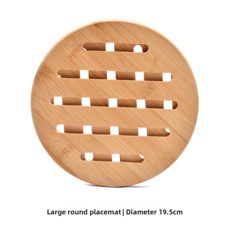 1 Pc Round Bamboo Kitchen Heat Insulation Pads 19.5/15CM Natural Bamboo Mat for Hot Dishes/Pot/Bowl/Teapot/Hot Pot Holders