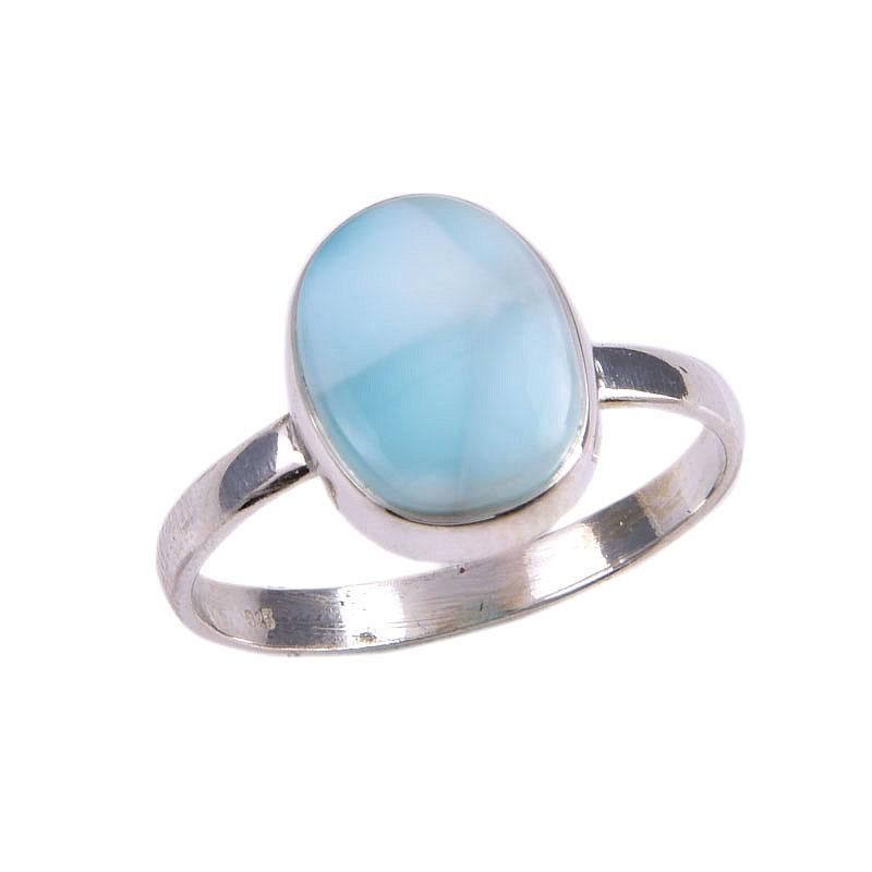 Natural Republic Larimar Gemstone Handmade 925 Solid Silver Gift Ring S.10 C1t69
