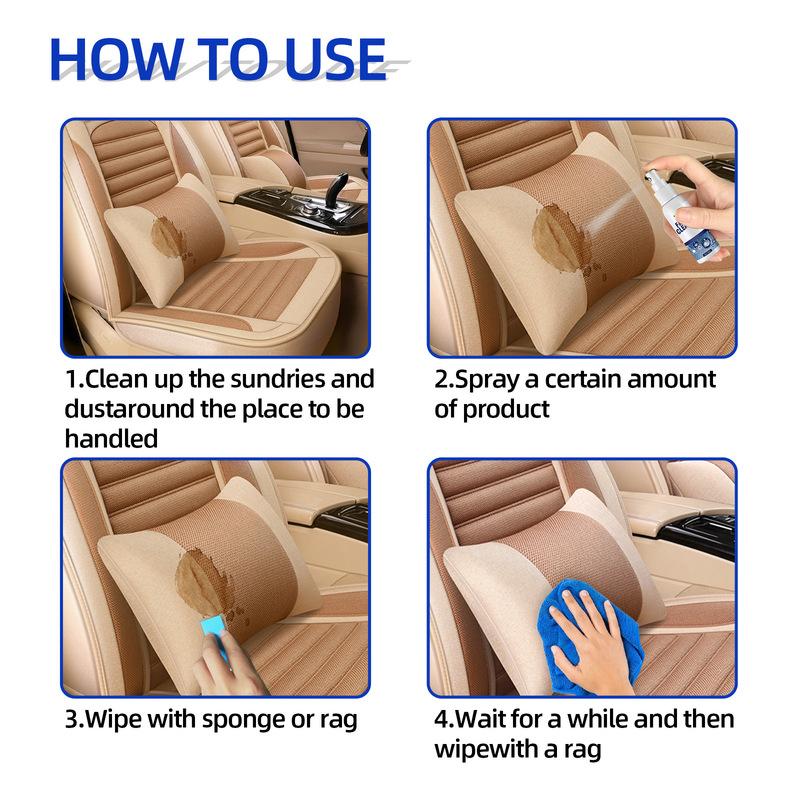 Fabric Cleaning Spray Car Cleaner Interior Ceiling Fabric Flannelette Leather Seat Decontamination Cleaner