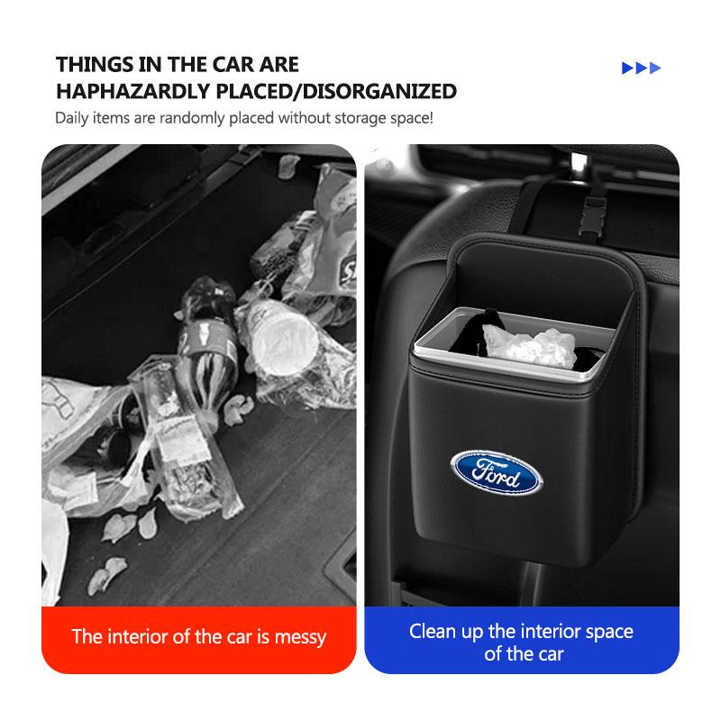 AAAMK1 For Ford Car Trash Bin Seat Back Hanging Storage Can Garbage Organizer Escape Ecosport Fusion Explorer Expedition Taurus