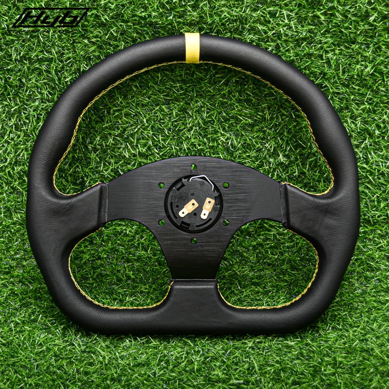 320mm D Shape Sports Steering Wheel Black Leather Universal 13Inch Racing Gaming JDM Steering Wheel