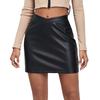 Women's Crop PU Leather Skirt V Waist Skirt