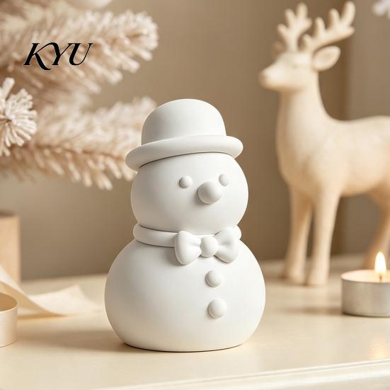DIY Painting Snowman Figurines 3D Printed Figurine, Small Tabletop Statue with Gift for Christmas Scarf/Necktie, Decorative Holiday Ornament