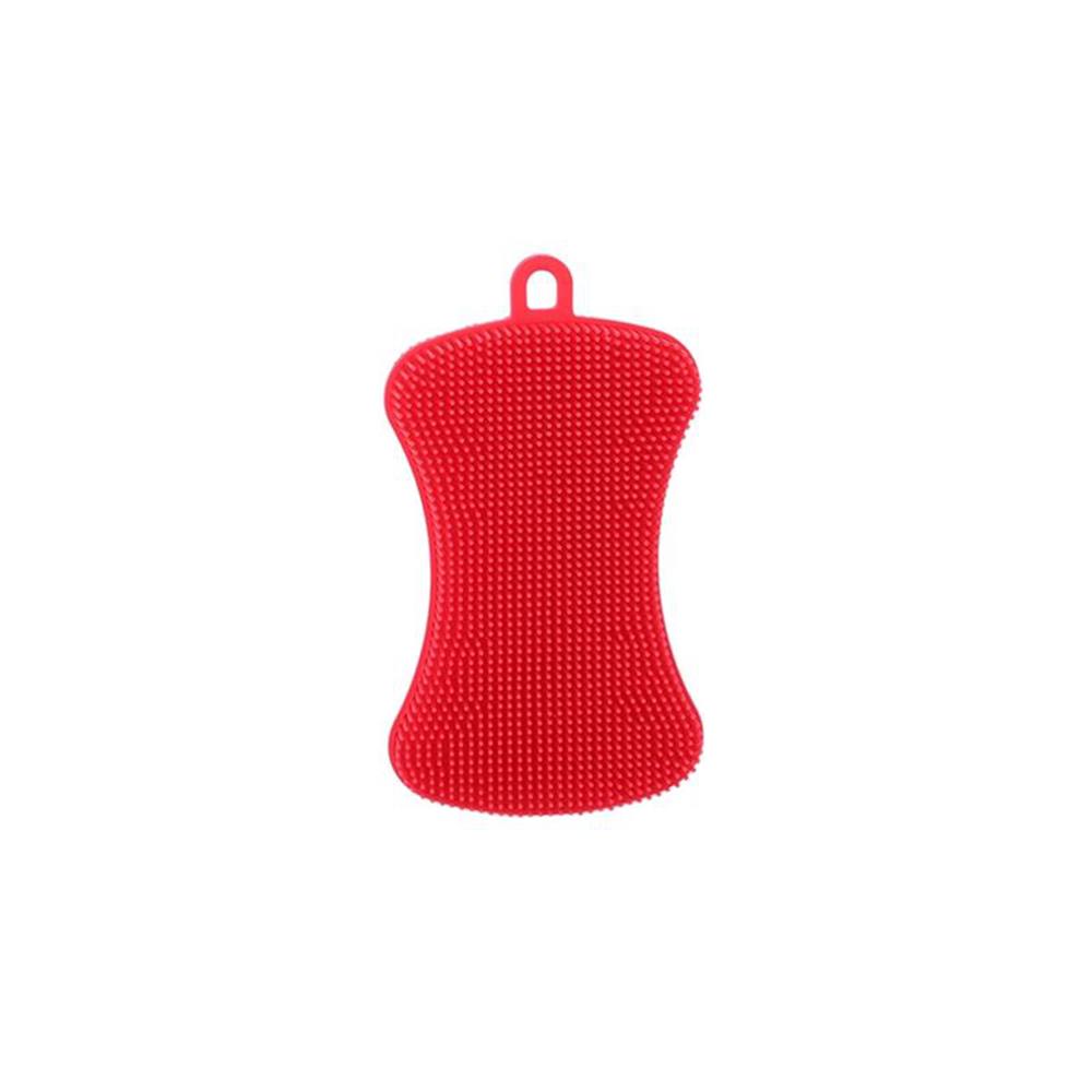 Double Sided Reusable Silicone Dishwashing Brush Flexible Soft Scrubber for Pots Pans Vegetables Fruit Cleaning Tool Sponge
