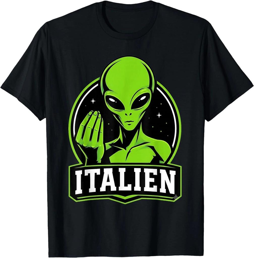 Italian Alien Funny Green Extraterrestrial Parody T-Shirt