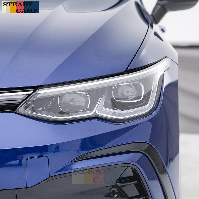 2 Pcs Car Headlight Protective Film Smoked Black Tint Wrap Vinyl Transparent TPU Sticker For Volkswagen VW Golf 8 MK8
