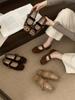 OKLEIBO, Retro Square Head Bow Ballet Single Shoes Women's French Fashion Belt Buckle Mary Jane Shoes