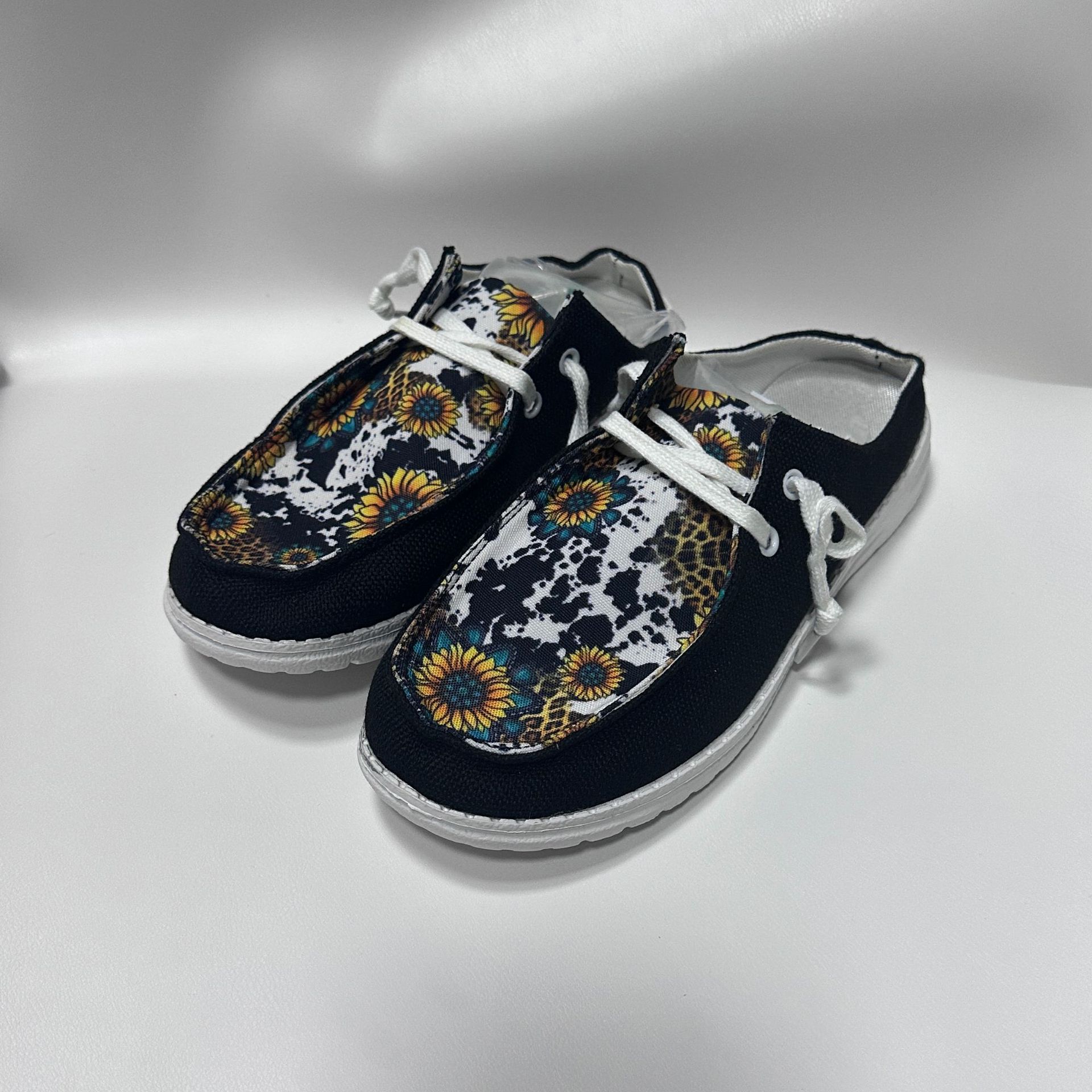 

Повседневные лоферы на одной педали, женские, большого размера, с леопардовым принтом, коровьим принтом, подсолнухом, полусабо 43