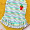 Summer Dog Dress Puppy Sleeveless Striped Strawberry T-Shirt Tutu Skirt Pet Princess Outfit for Small Medium Cat Dog
