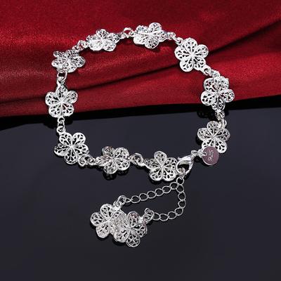 Fashion Trend 925 Sterling Silver Flowers Bracelet for Woman Fine Luxury Jewelry Wedding Accessories Party Gifts