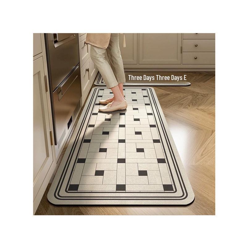Luxurious Non-Slip, Dirt-Resistant Kitchen Mat: Absorbs Water & Oil, Easy-Care Diatom Mud Long Mat.