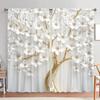VIKAMA2PC Embossed Gold-Centered White Floral Curtains Bedroom Living Room Bay Window Luxurious Cozy and Artistic Ambiance