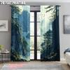 Set Of 2 Print Curtains Forest Mountain Scenery Versatile Polyester Without Rod All Seasons Use Bedroom Made Decor Window Treatment