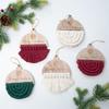 6pcs DIY Woven Rope Christmas Tree Ornaments Unfinished Wood Slices Decorations