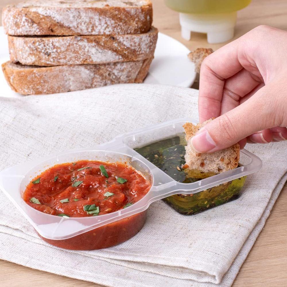New 15PCS Double Compartment Condiment Containers for To-go Sauce, Travel Snack
