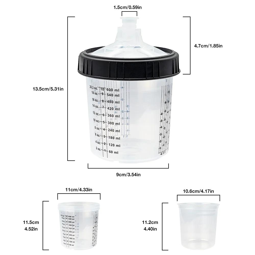 50ks/Sada Stříkací pistole Míchací kelímek na barvu H/O Rychlý kelímek Nádržka stříkací pistole 160ML/300ML/600ML Jednorázový kelímek na barvu