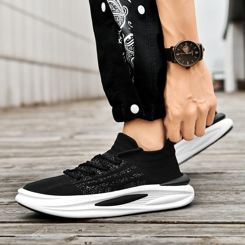 

2025 spring and summer new breathable fly-woven mesh shoes running fashion casual soft-soled casual men s sports shoes men s shoes 39 чорний