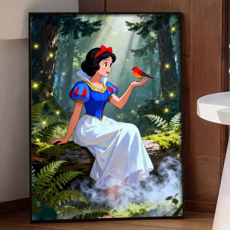 Disney Diamond Art Painting Kit, suitable for adults and beginners, magical forest glitter painting craft, home wall decoration, handmade gift