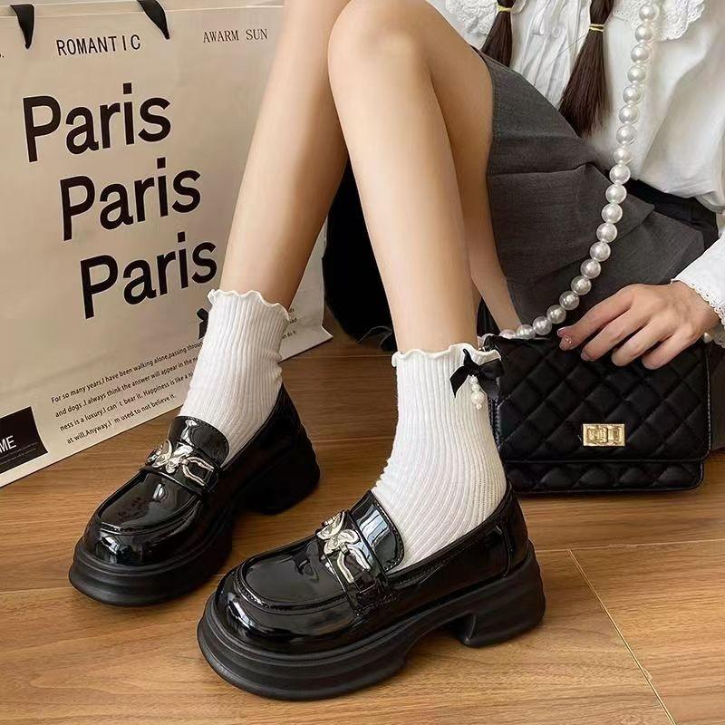 Small leather shoes women's single shoes summer new platform black muffin shoes versatile Mary Jane shoes