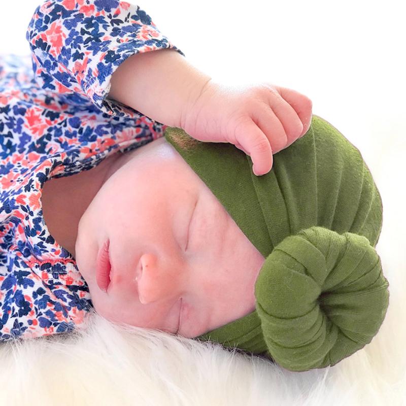 1Pc Knot Headwraps Caps Kid Toddler Beanie Bonnet Cotton Girl Turban Hat Infant Baby