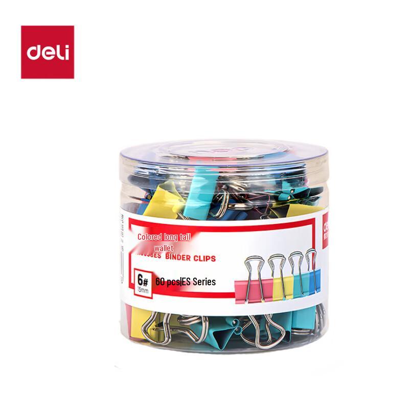 Deli 8556ES Assorted Color Binder Clips, 15mm