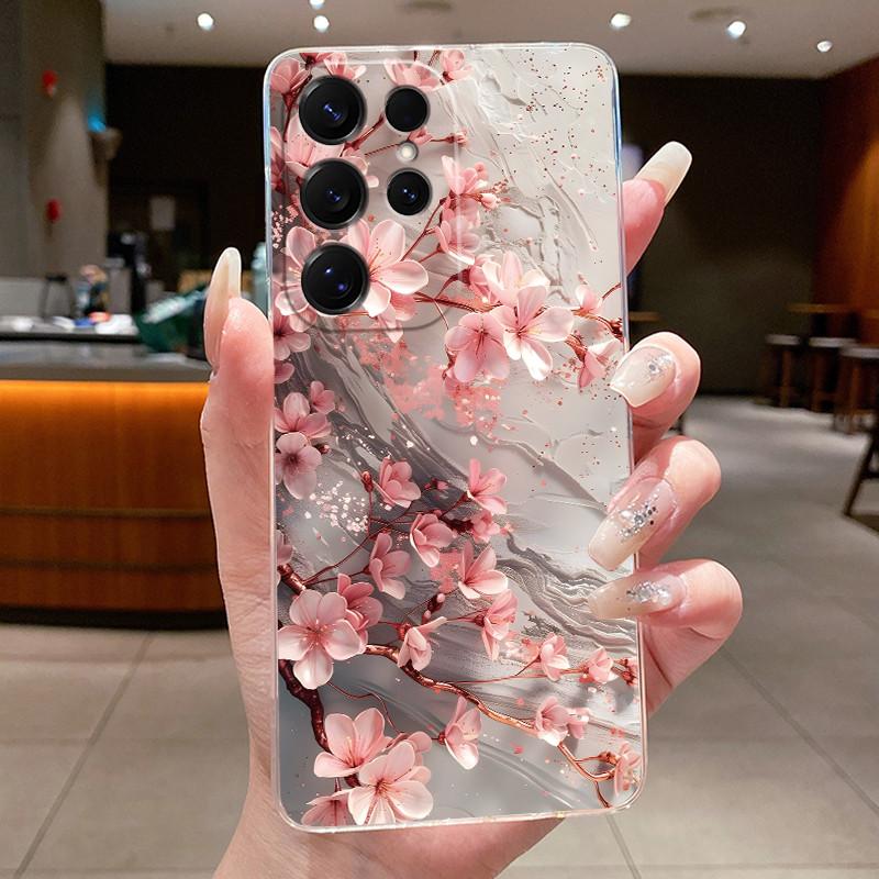 Bag Clear Case For New Hot Samsung Galaxy S26 Ultra S26 edge S 26 Plus Cover Luxury Pretty Butterfly Flower Soft TPU Phone Cases