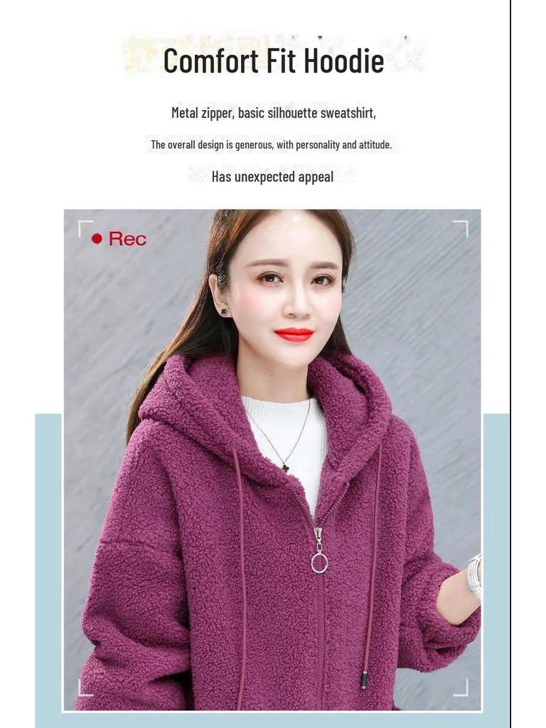 2025 Plus Size Women's Lambskin Jacket: Loose Korean-Style Sweater for Autumn/Winter