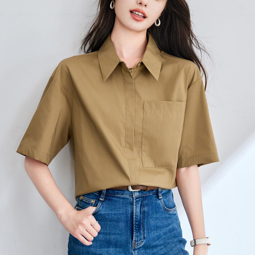 White Short-sleeved Shirt for Women In Summer New Commuting Versatile Korean Style White Shirt Casual Versatile
