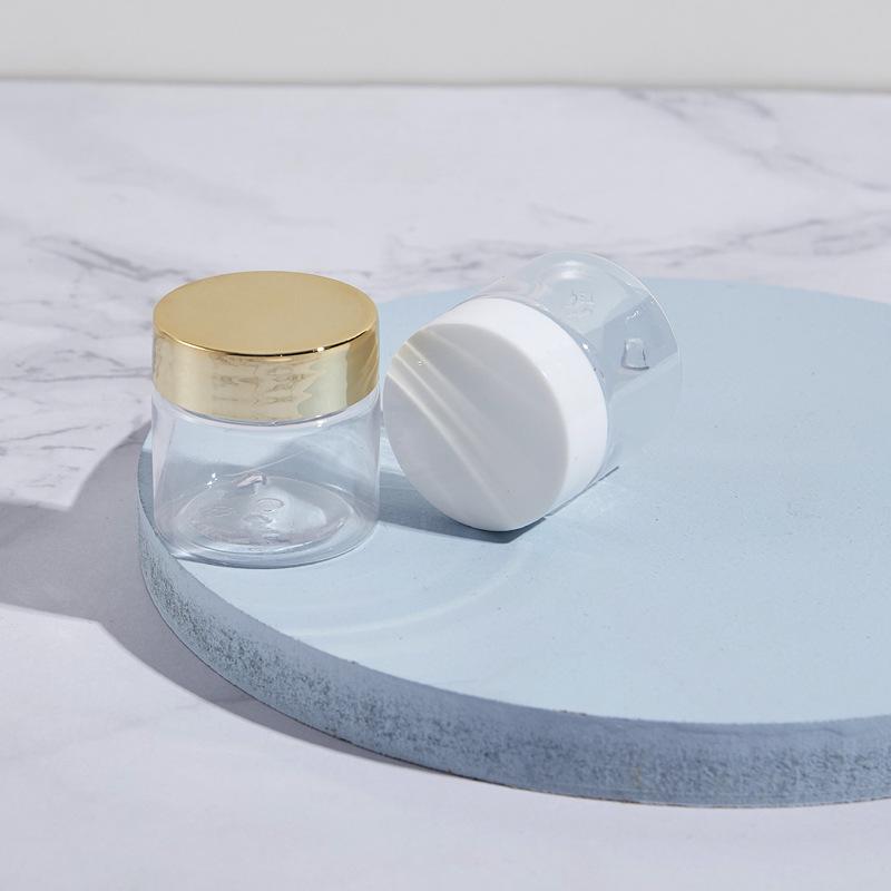 Frasco de Plástico Transparente de Boca Larga de 30ml para Sais de Banho, Cosméticos ou Amostras de Máscara