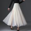 Women's 720° High Waist Pleated A-line Skirt - Mid-length, Mesh, Versatile for Dance or Casual Wear