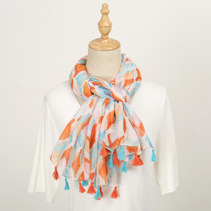 Návrhář Značka Ženy Šála Klasický potisk Dáma Šály Bavlna Měkké Oversize Hidžáby Krk Čelenka Tassel Foulard