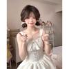 Summer Sweet Wind White Splicing Suspender Dress Beautiful Unique Temperament Waist Fluffy Cake Dress