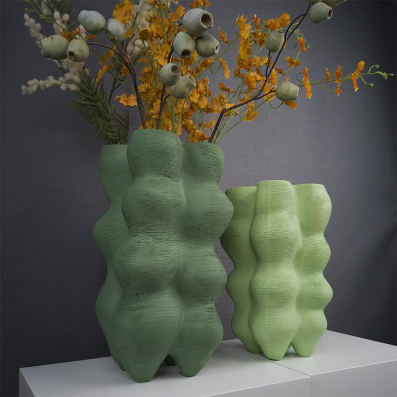 Creative Resin Vase Geometric Irregular Arc Ornaments Resin Craft Sculpture Flower Vase Handmade Art Furnishings Vases Pots