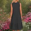 Women's Summer Fashion V-neck Sleeveless Patchwork Solid Color Casual Dresses