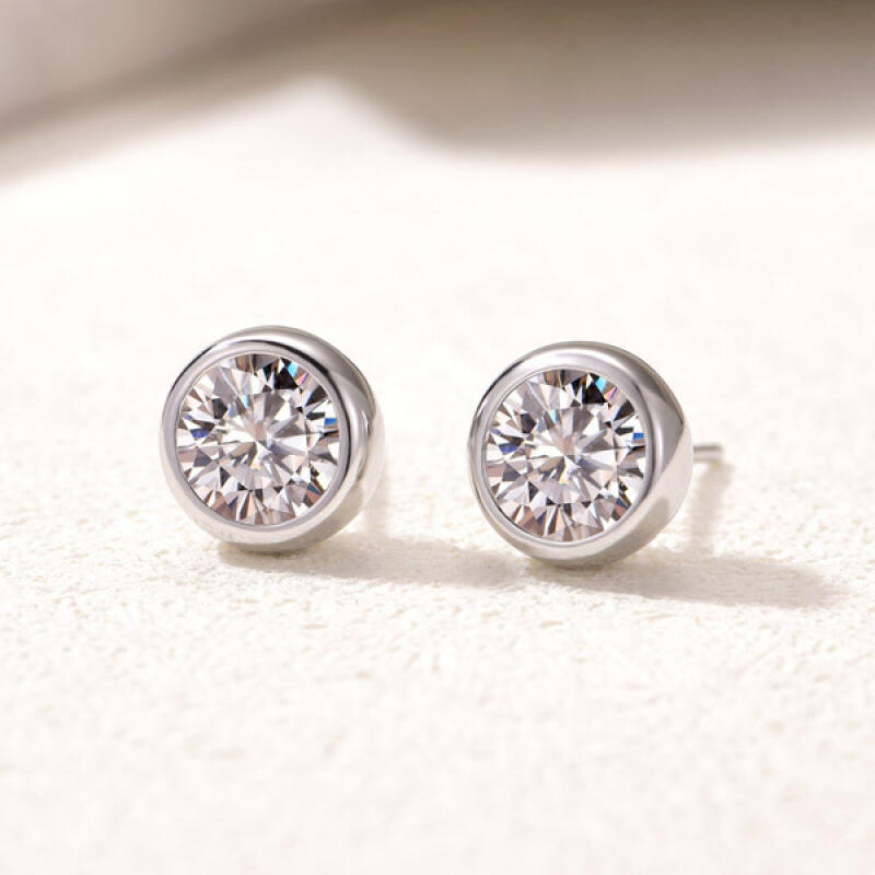 

Moissanite Earrings Lab Diamond Bezel BME024 BME024
