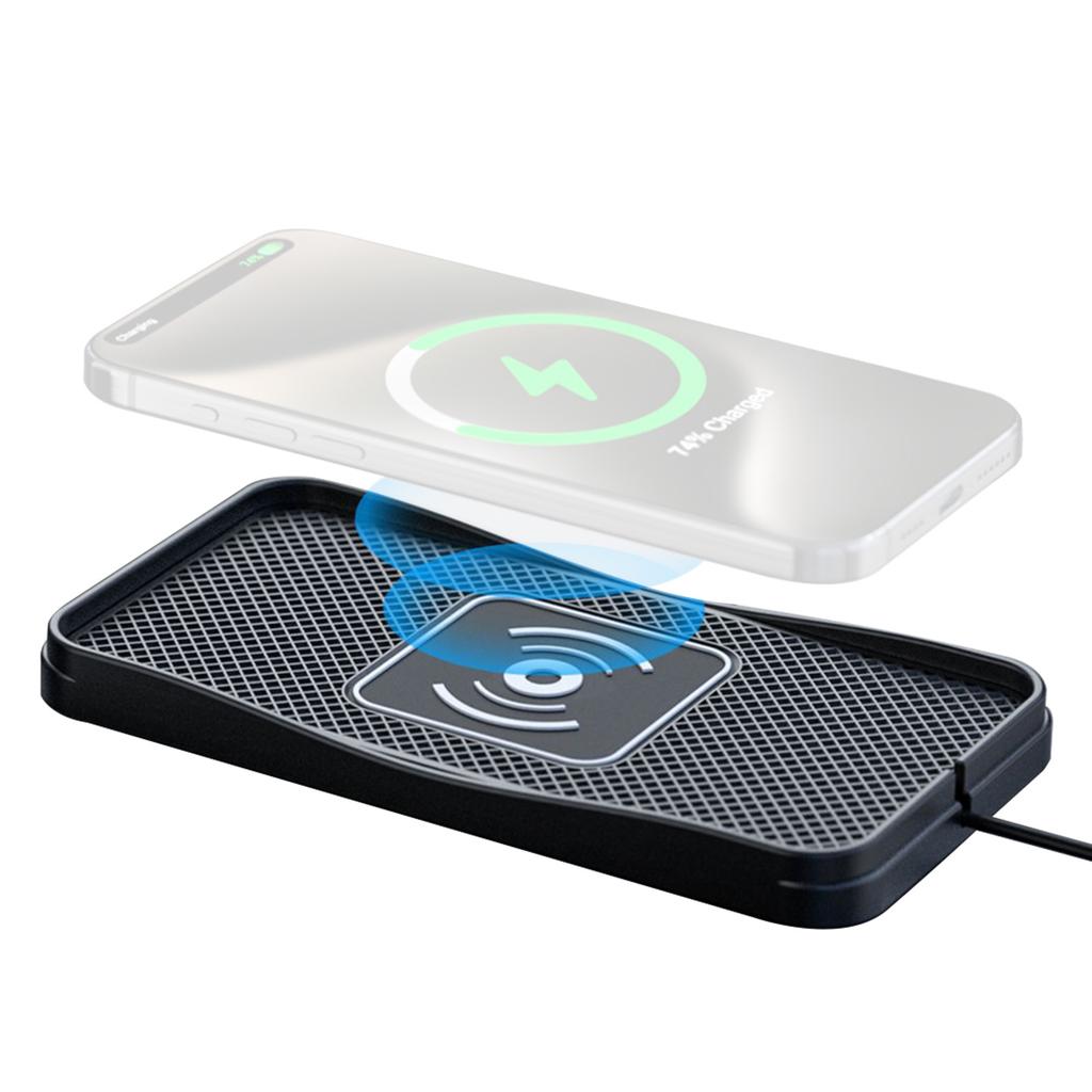 Car Charging Pad, 20W Fast Wireless Phone Charger Cell Phone Charging Mat Fit for Samsung Galaxy S25 S24 1m USB Cable