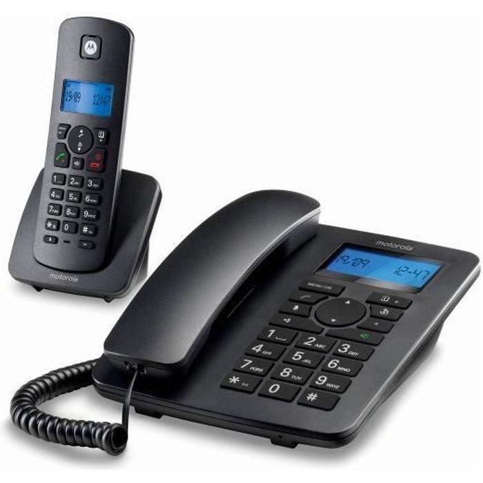 Téléphone fixe Motorola C4201 Combo DECT (2 pcs) Noir