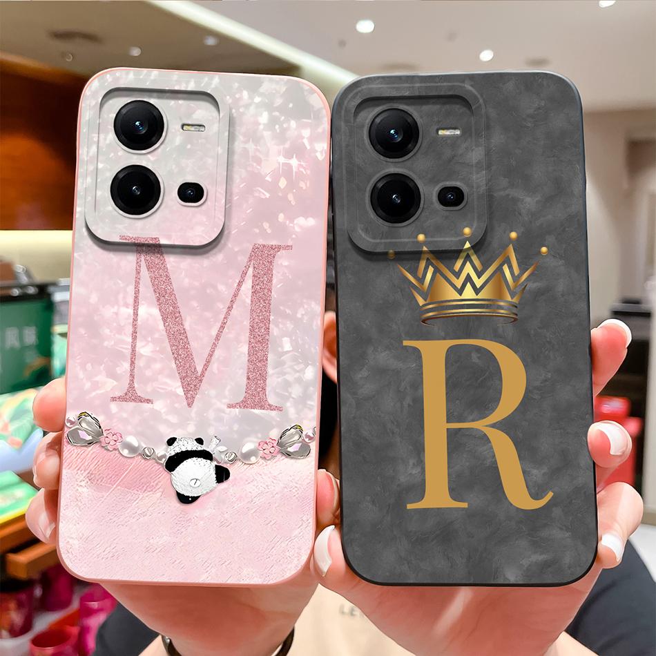 For Vivo V25 V25E Phone Cover Lovely Letters High Quality Case For Vivo V 25 Soft Liquid Silicone Lightweight Anti Drop Fundas