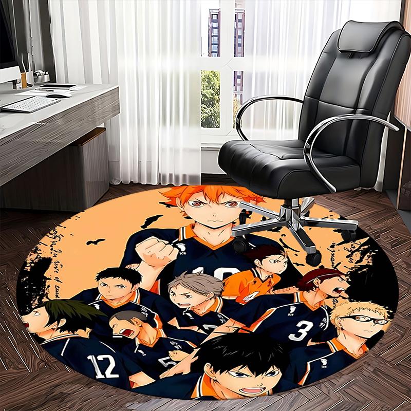 Haikyuu!! Team Kuroo Chair Mat Round Rug-Office Carpet, Non-slip, Suitable for Living Rooms, Bedrooms Decor.1205020a
