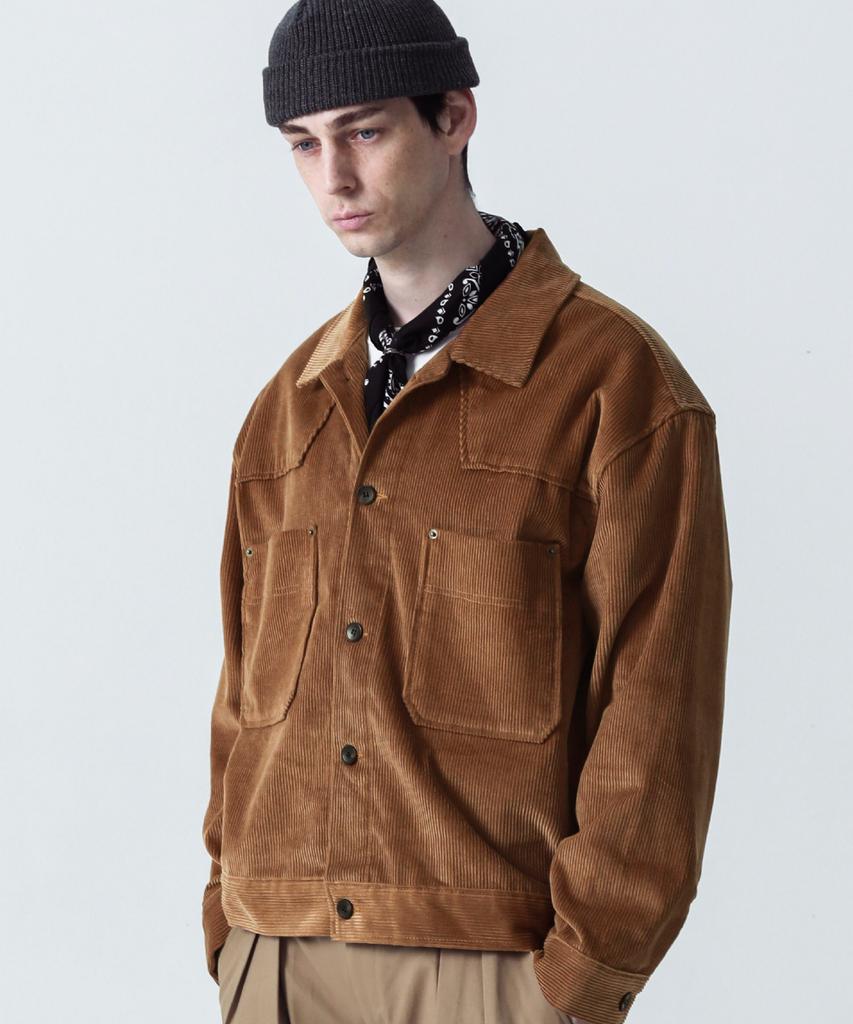Stage Name Western Corduroy Oversized Trucker Jacket_Camel Brown