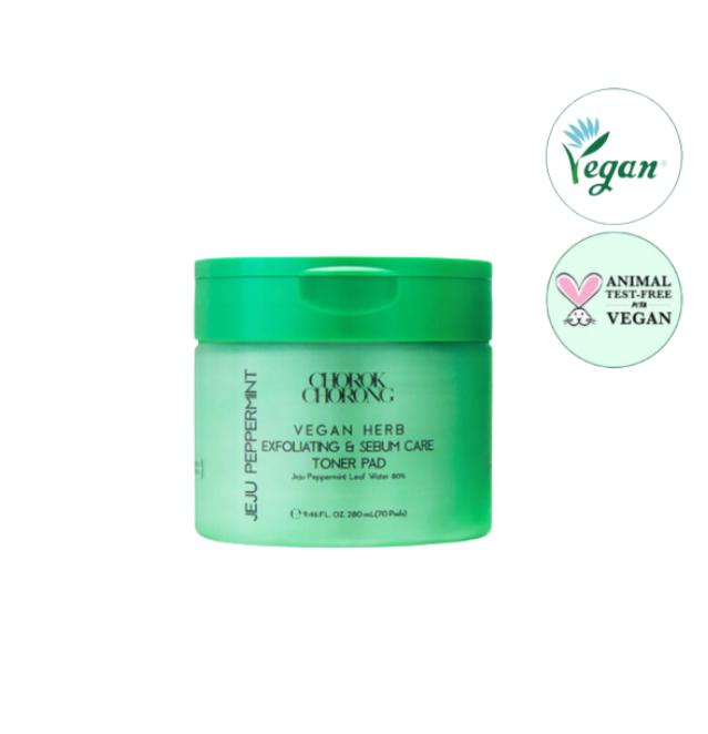 Chorok Chorong Vegan Herb Exfoliating & Sebum Care Jeju Peppermint Toner Pad (280ml+70Pads) (3 Options)