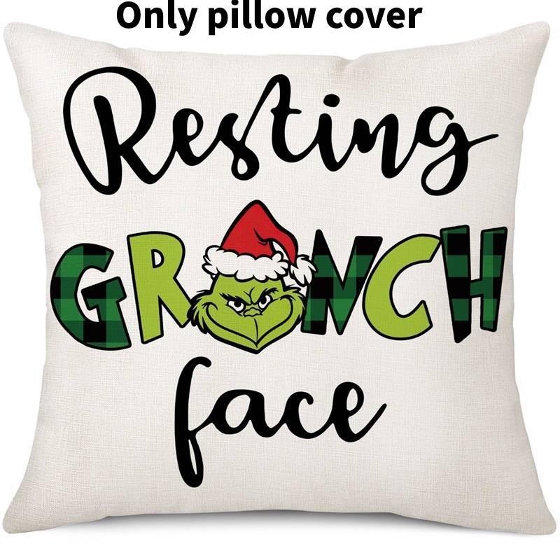 Cozy Green And Red Grinch Christmas Pillow Cover For Stylish Home Dcor 45x45cm