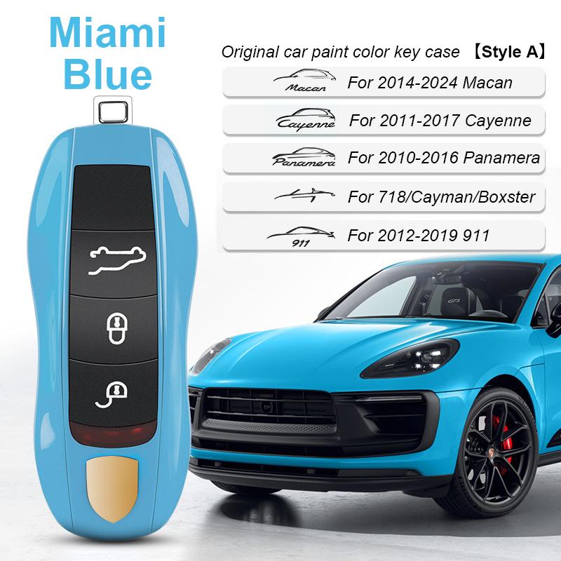 AABKR1 For Porsche Cayenne Mancan Panamera 911 718 Boxster Cayman Taycan 2010-2024 Car Key Paint Case Bordeaux Red Shell Replacement