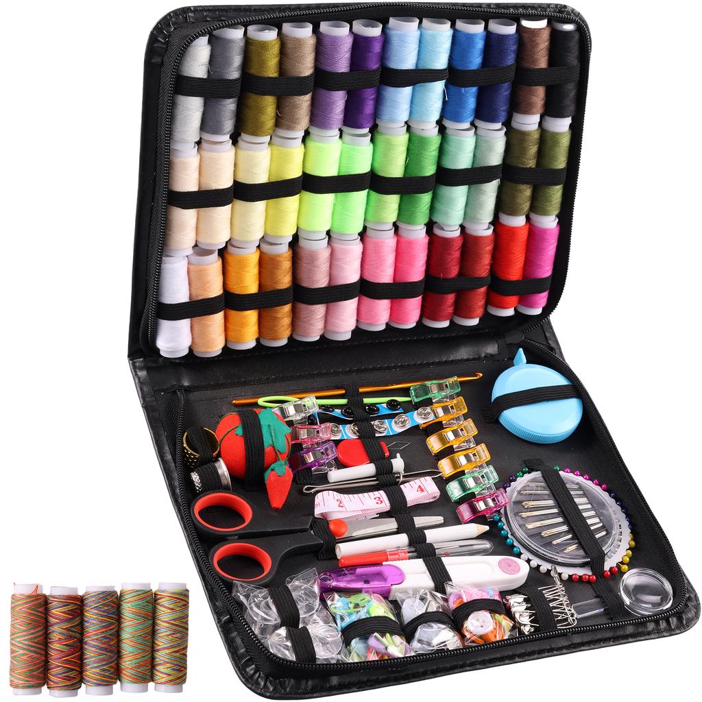 229Pcs Needle and Thread Kit Sewing Supplies Accessories with Needles Thread Scissors Measure Tape and More for Home Work Travel