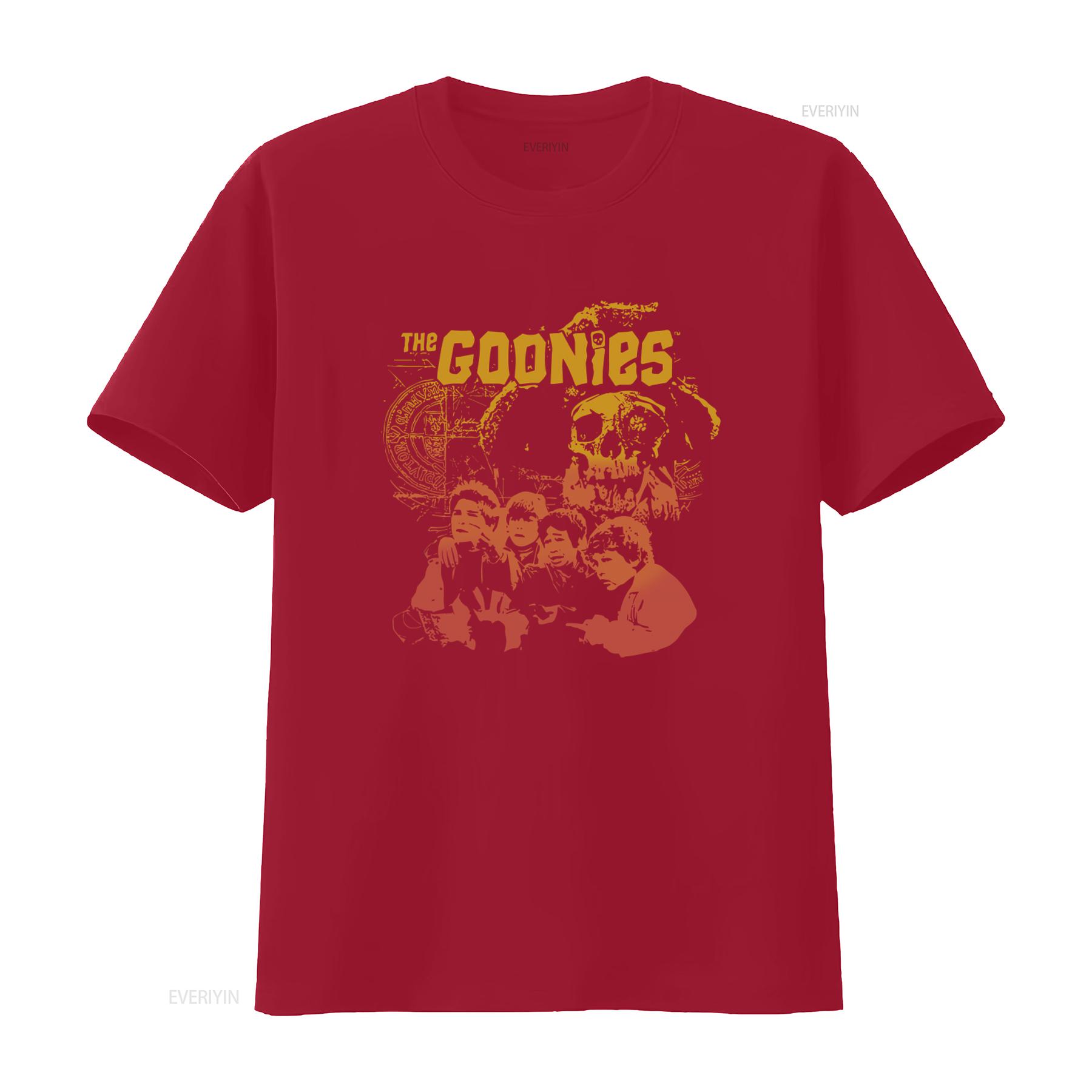 Gradient Collage The Goonies Adventure Movie T Shirt for Fans vintage Washed Stretched Casual Top For Everyday Wear Slightly S