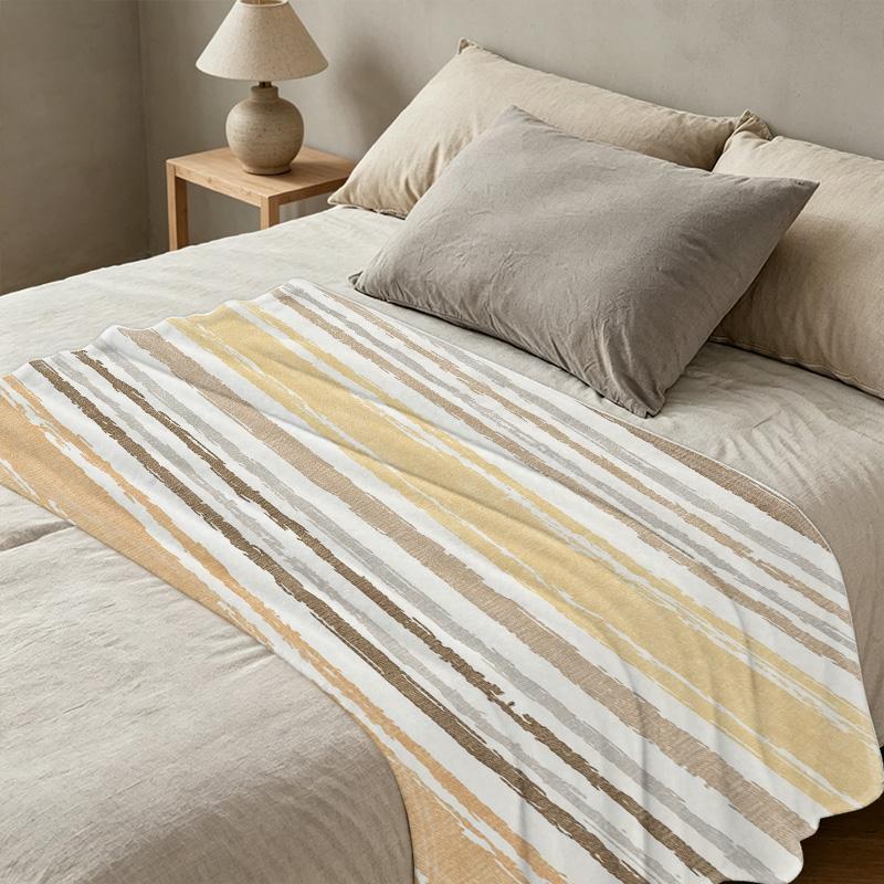Soft Flannel Striped Blanket Breathable Cozy Throw, Lightweight for Year-Round Use, Suitable for Home, Bedroom, Sofa, Office, Christmas & Halloween