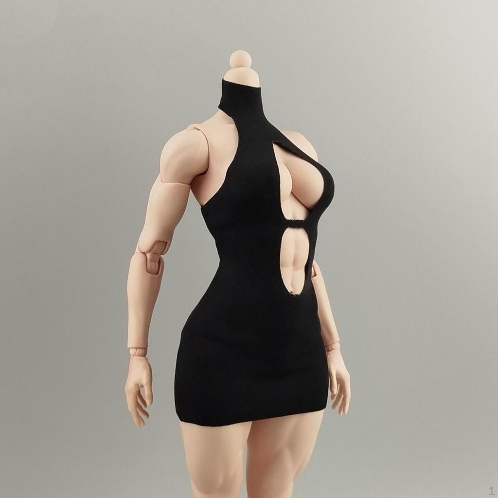 1/6 BJD Doll Clothes Party Dress Easy to Wear Outfit Cosplay High Neck Chest Revealing Mini